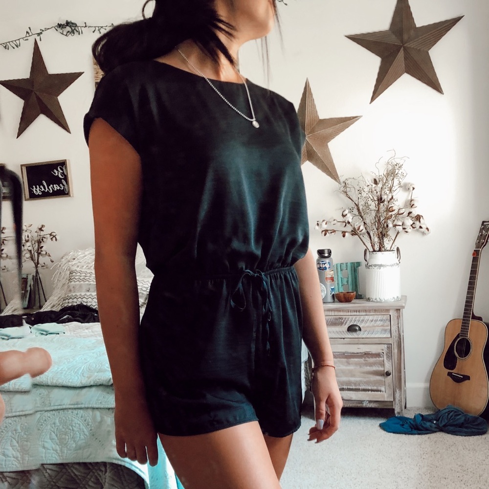 forever 21 black romper with open back